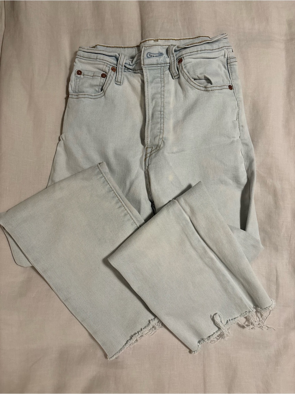 Levi Ribcage Straight Ankle Jean Size 26 Light Wash Women's